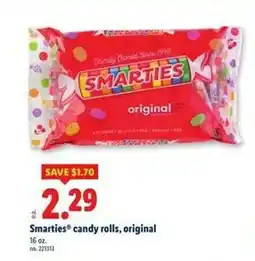 Lidl Smarties candy rolls, original offer