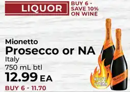 Sunset Foods Mionetto Prosecco or NA Italy offer