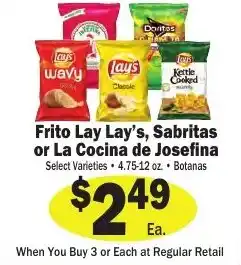 Sellers Bros Frito Lay Lay's, Sabritas or La Cocina de Josefina offer