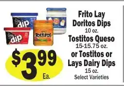 Sellers Bros Frito Lay Doritos Dips Tostitos Queso or Tostitos or Lays Dairy Dips offer