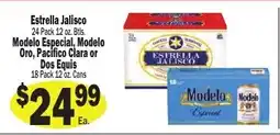 Sellers Bros Estrella Jalisco Modelo Especial, Modelo Oro, Pacifico Clara or Dos Equis offer