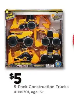 Dollar General 5-Pack Construction Trucks offer