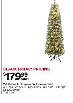 Michaels 7.5 ft. Pre-Lit Glacier Fir Flocked Tree offer