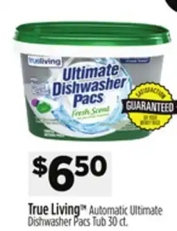 Dollar General True Living Automatic Ultimate Dishwasher Pacs Tub offer
