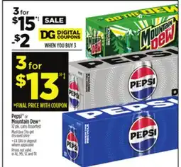 Dollar General Pepsi or Mountain Dew offer