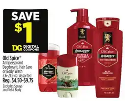 Dollar General Old Spice Antiperspirant Deodorant, Hair Care or Body Wash offer