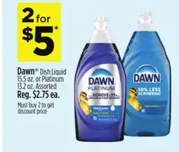 Dollar General Dawn Dish Liquid 15.5 oz. or Platinum 13.2 oz offer
