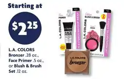 Family Dollar L. A. COLORS Bronzer .28 oz., Face Primer .5 oz., or Blush & Brush Set .12 oz offer