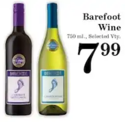Harvest Foods Barefoot Wine offer