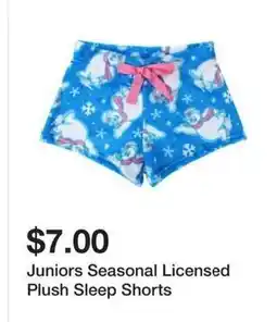 Five Below Juniors Seasonal Licensed Plush Sleep Shorts offer
