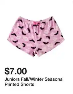 Five Below Juniors Fall/Winter Seasonal Printed Shorts offer