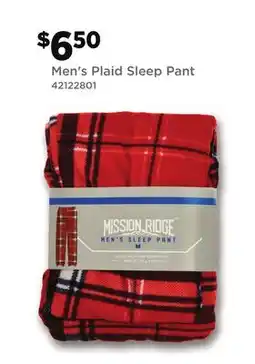 Dollar General Men's Plaid Sleep Pant offer