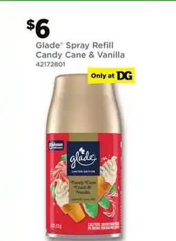 Dollar General Glade Spray Refi ll Candy Cane & Vanilla offer