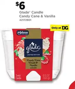 Dollar General Glade Candle Candy Cane & Vanilla offer