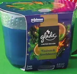 Dollar General Glade 3-wick Candle Embers and Sandalwood 6.8oz offer