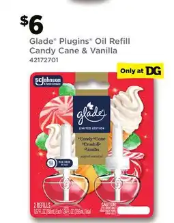 Dollar General Glade Plugins Oil Refill Candy Cane & Vanilla offer