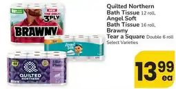 Safeway Quilted Northern Bath Tissue 12 roll Angel Soft Bath Tissue Brawny Tear a Square offer