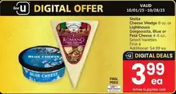 Safeway Stella Cheese Wedge or Lighthouse Gorgonzola, Blue or Feta Cheese offer