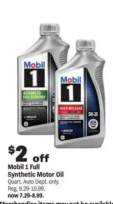 Meijer Mobil 1 Full Synthetic Motor Oil offer