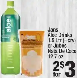 Super King Markets Jans Aloe Drinks or Jubes Nata De Coco offer