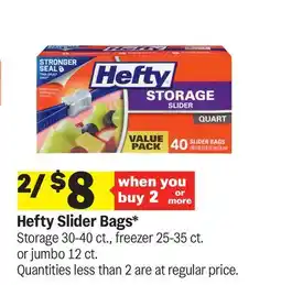 Meijer Hefty Slider Bags* Storage 30-40 ct., freezer 25-35 ct. or jumbo 12 ct offer