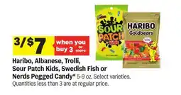 Meijer Haribo, Albanese, Trolli, Sour Patch Kids, Swedish Fish or Nerds Pegged Candy offer