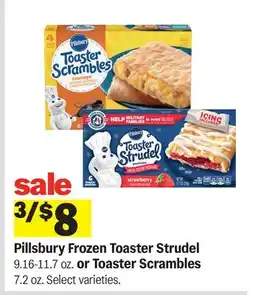 Meijer Pillsbury Frozen Toaster Strudel 9.16-11.7 oz. or Toaster Scrambles 7.2 oz offer