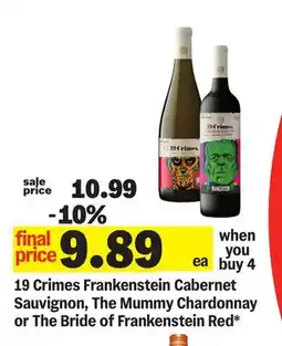 Meijer 19 Crimes Frankenstein Cabernet Sauvignon, The Mummy Chardonnay or The Bride of Frankenstein Red offer