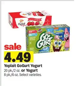 Meijer Yoplait GoGurt Yogurt 20 pk./2 oz. or Yogurt 8 pk./6 oz offer
