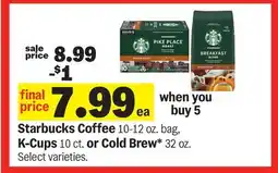 Meijer Starbucks Coffee 10-12 oz. bag, K-Cups 10 ct. or Cold Brew* 32 oz offer