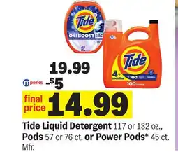 Meijer Tide Liquid Detergent 117 or 132 oz., Pods 57 or 76 ct. or Power Pods* 45 ct offer