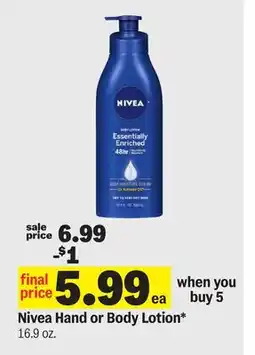 Meijer Nivea Hand or Body Lotion offer