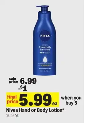 Meijer Nivea Hand or Body Lotion offer