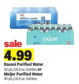 Meijer Dasani Purified Water 32 pk./16.9 oz. bottles or Meijer Purified Water 40 pk./16.9 oz. bottles offer