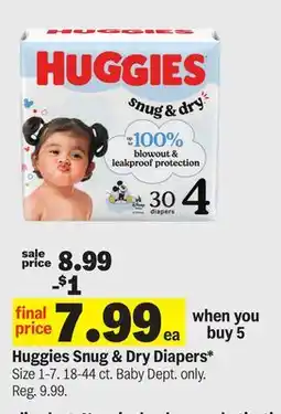 Meijer Huggies Snug & Dry Diapers offer