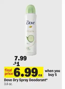 Meijer Dove Dry Spray Deodorant offer