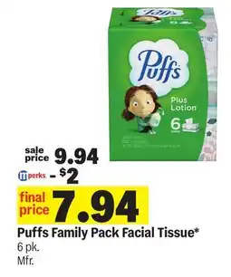 Meijer Puffs Family Pack Facial Tissue offer