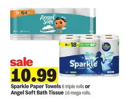 Meijer Sparkle Paper Towels 6 triple rolls or Angel Soft Bath Tissue 16 mega rolls offer