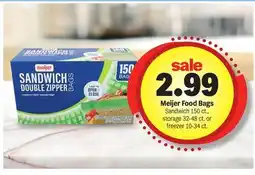 Meijer Meijer Food Bags Sandwich 150 ct., storage 32-48 ct. or freezer 10-34 ct offer