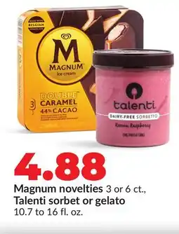 Hy-Vee Magnum novelties 3 or 6 ct., Talenti sorbet or gelato 10.7 to 16 fl. oz offer