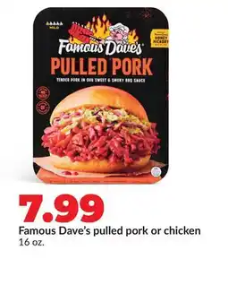 Hy-Vee Famous Dave's pulled pork or chicken offer