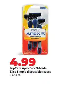 Hy-Vee TopCare Apex 5 or 3-blade Elise Simple disposable razors offer