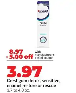 Hy-Vee Crest gum detox, sensitive, enamel restore or rescue offer