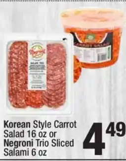 Super King Markets Korean Style Carrot Salad or Negroni Trio Sliced Salami offer