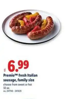 Lidl Premio fresh italian sausage, family size offer