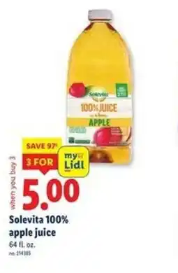 Lidl Solevita 100% apple juice offer