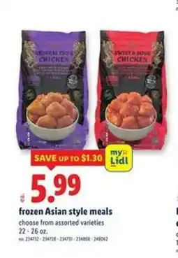 Lidl Frozen asian style meals offer