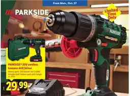 Lidl PARKSIDE 20V cordless hammer drill/driver offer