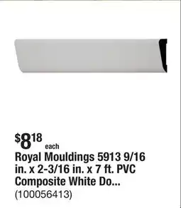 The Home Depot Royal Mouldings 5913 9/16 in. x 2-3/16 in. x 7 ft. PVC Composite White Door Ranch Casing offer