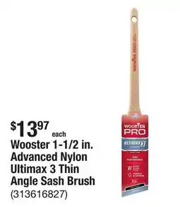 The Home Depot Wooster 1-1/2 in. Advanced Nylon Ultimax 3 Thin Angle Sash Brush offer